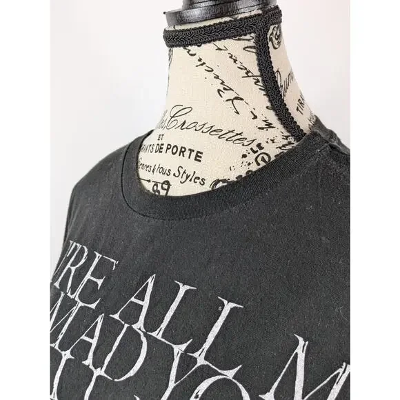 Alice In Wonderland Women's XL T-Shirt Disney You're All Mad Here Top Black Tee - Picture 5 of 7